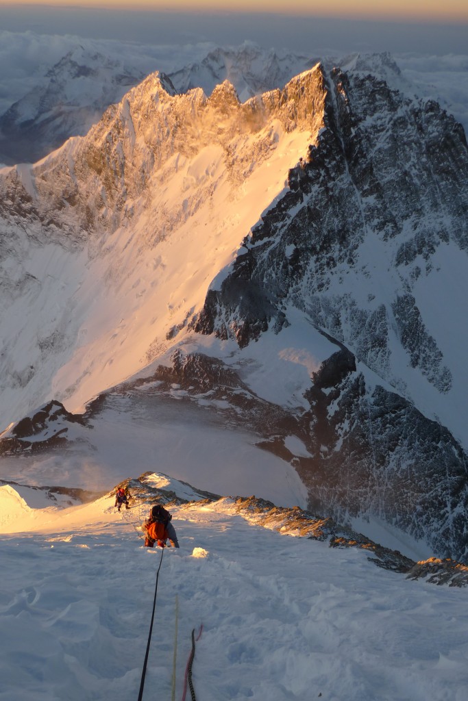 Looking down towards The Balcony and South Col high on Everest