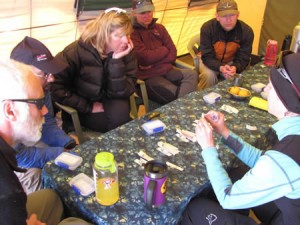 Practising giving injections at Everest Base Camp.